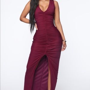 burgundy midi dress